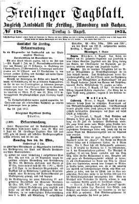 Freisinger Tagblatt (Freisinger Wochenblatt) Dienstag 5. August 1873