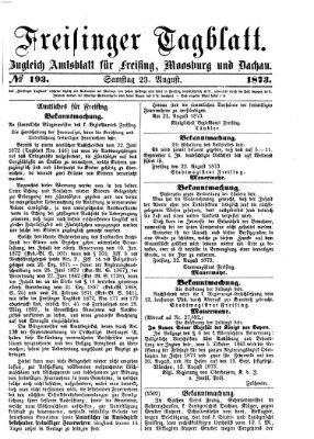 Freisinger Tagblatt (Freisinger Wochenblatt) Samstag 23. August 1873