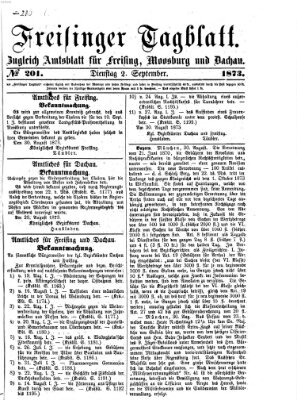 Freisinger Tagblatt (Freisinger Wochenblatt) Dienstag 2. September 1873