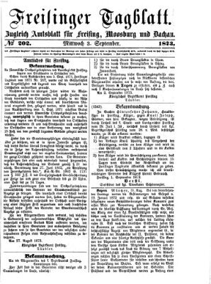 Freisinger Tagblatt (Freisinger Wochenblatt) Mittwoch 3. September 1873