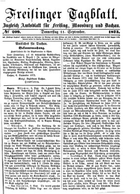 Freisinger Tagblatt (Freisinger Wochenblatt) Donnerstag 11. September 1873