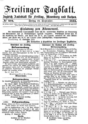 Freisinger Tagblatt (Freisinger Wochenblatt) Freitag 19. September 1873