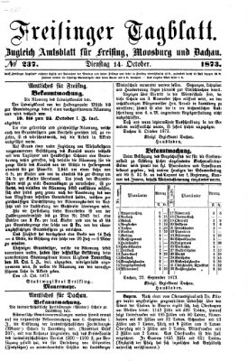 Freisinger Tagblatt (Freisinger Wochenblatt) Dienstag 14. Oktober 1873