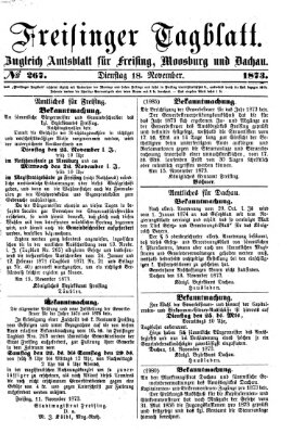 Freisinger Tagblatt (Freisinger Wochenblatt) Dienstag 18. November 1873