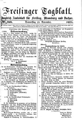 Freisinger Tagblatt (Freisinger Wochenblatt) Donnerstag 20. November 1873