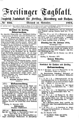 Freisinger Tagblatt (Freisinger Wochenblatt) Mittwoch 26. November 1873