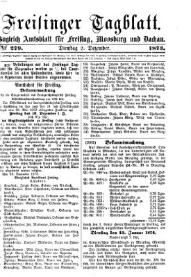 Freisinger Tagblatt (Freisinger Wochenblatt) Dienstag 2. Dezember 1873