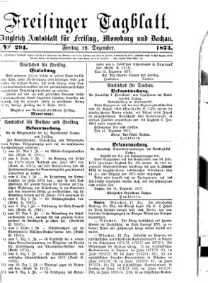 Freisinger Tagblatt (Freisinger Wochenblatt) Freitag 19. Dezember 1873