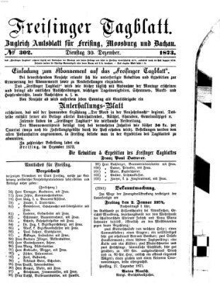 Freisinger Tagblatt (Freisinger Wochenblatt) Dienstag 30. Dezember 1873