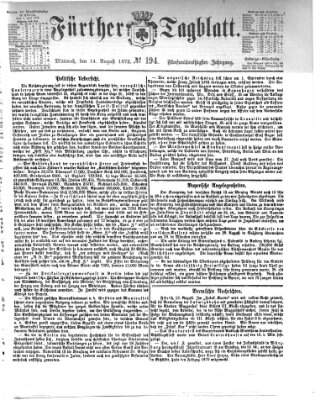 Fürther Tagblatt Mittwoch 14. August 1872