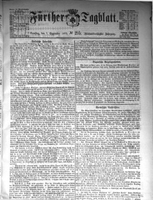 Fürther Tagblatt Samstag 7. September 1872