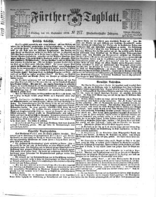 Fürther Tagblatt Dienstag 10. September 1872