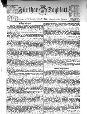 Fürther Tagblatt Sonntag 15. September 1872