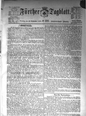 Fürther Tagblatt Sonntag 22. September 1872