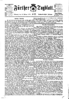 Fürther Tagblatt Mittwoch 12. Februar 1873