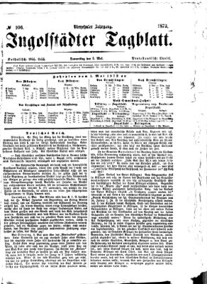 Ingolstädter Tagblatt Donnerstag 8. Mai 1873