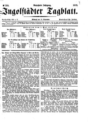 Ingolstädter Tagblatt Mittwoch 10. September 1873