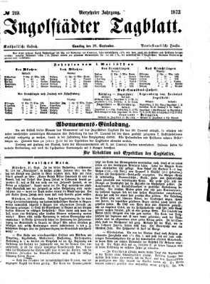 Ingolstädter Tagblatt Samstag 20. September 1873