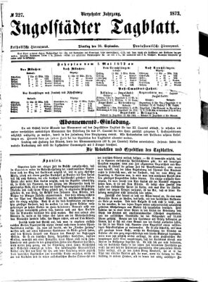 Ingolstädter Tagblatt Dienstag 30. September 1873