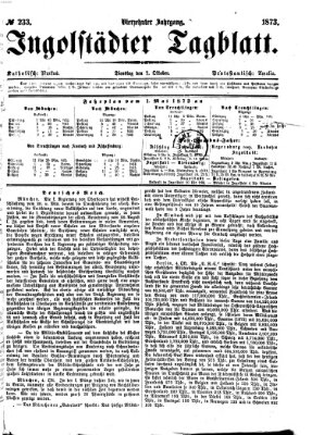 Ingolstädter Tagblatt Dienstag 7. Oktober 1873