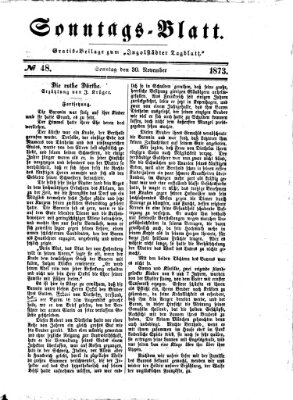 Ingolstädter Tagblatt. Sonntagsblatt (Ingolstädter Tagblatt) Sonntag 30. November 1873