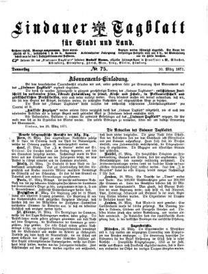 Lindauer Tagblatt für Stadt und Land Donnerstag 30. März 1871