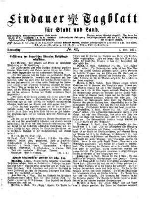 Lindauer Tagblatt für Stadt und Land Donnerstag 6. April 1871