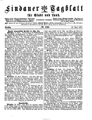 Lindauer Tagblatt für Stadt und Land Samstag 29. April 1871