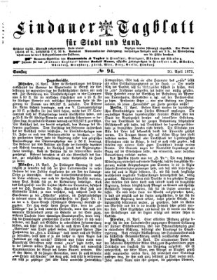 Lindauer Tagblatt für Stadt und Land Samstag 20. April 1872