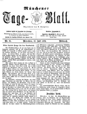 Münchener Tage-Blatt Mittwoch 17. Juli 1872