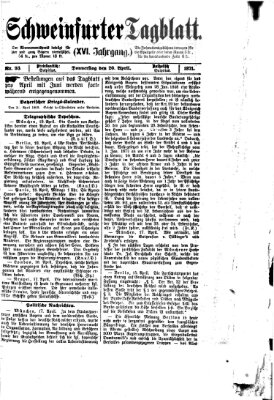 Schweinfurter Tagblatt Donnerstag 20. April 1871