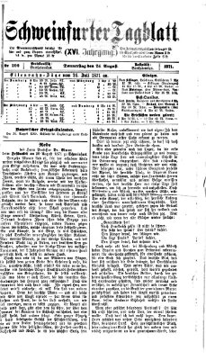 Schweinfurter Tagblatt Donnerstag 24. August 1871