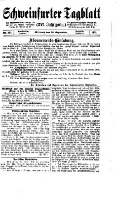 Schweinfurter Tagblatt Mittwoch 20. September 1871