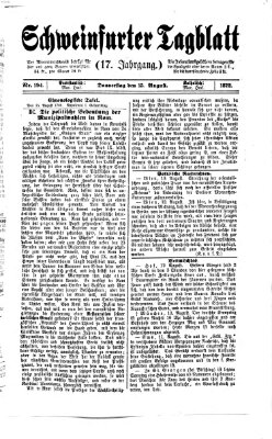 Schweinfurter Tagblatt Donnerstag 15. August 1872