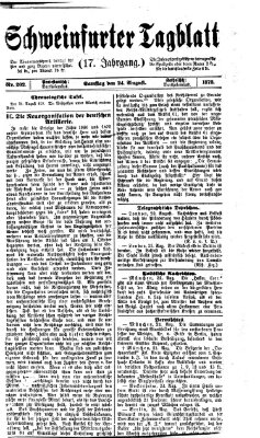 Schweinfurter Tagblatt Samstag 24. August 1872