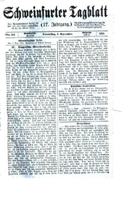 Schweinfurter Tagblatt Donnerstag 5. September 1872