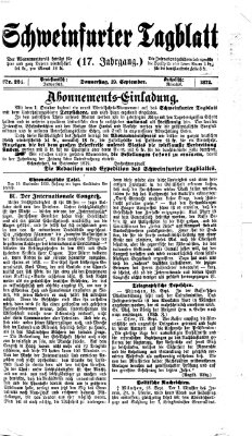 Schweinfurter Tagblatt Donnerstag 19. September 1872