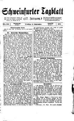 Schweinfurter Tagblatt Dienstag 24. September 1872