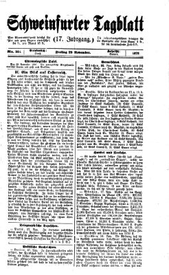 Schweinfurter Tagblatt Freitag 29. November 1872