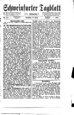 Schweinfurter Tagblatt Samstag 14. Juni 1873