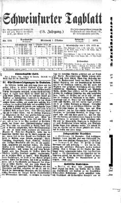 Schweinfurter Tagblatt Mittwoch 1. Oktober 1873