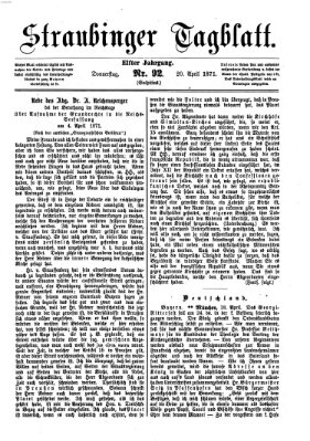 Straubinger Tagblatt Donnerstag 20. April 1871