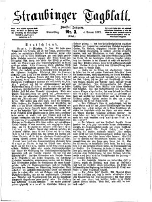 Straubinger Tagblatt Donnerstag 4. Januar 1872