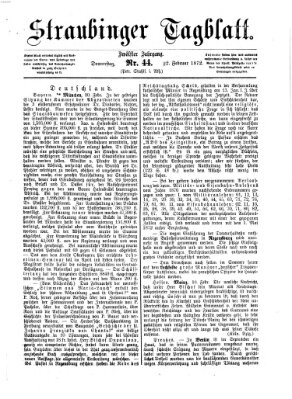 Straubinger Tagblatt Donnerstag 22. Februar 1872