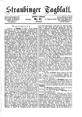 Straubinger Tagblatt Dienstag 27. Februar 1872