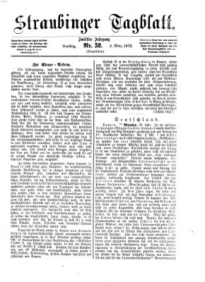 Straubinger Tagblatt Samstag 2. März 1872