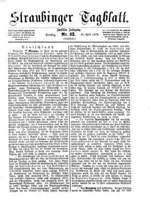 Straubinger Tagblatt Samstag 20. April 1872