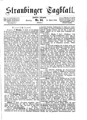 Straubinger Tagblatt Sonntag 21. April 1872