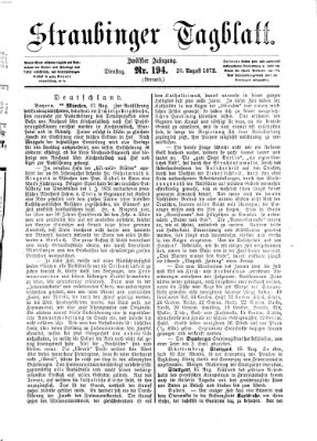 Straubinger Tagblatt Dienstag 20. August 1872