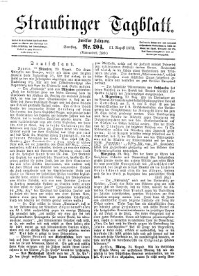 Straubinger Tagblatt Samstag 31. August 1872